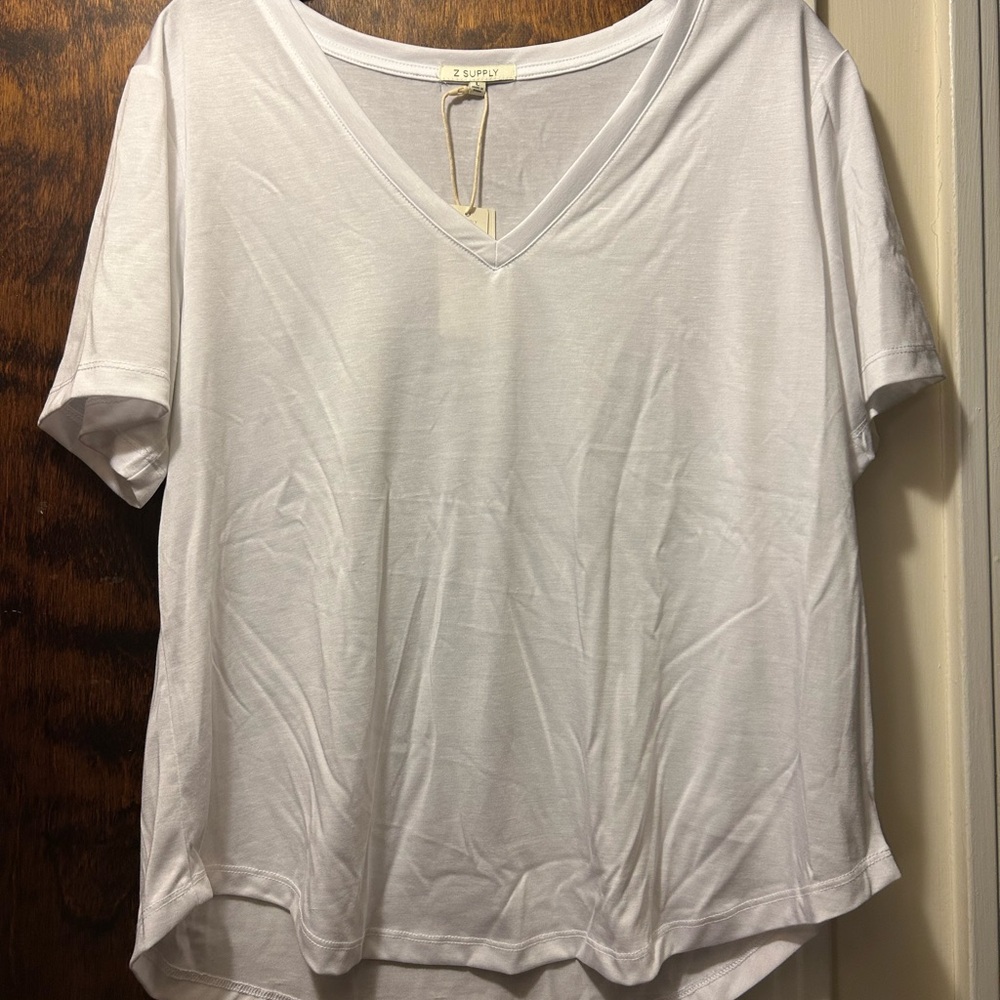 Z Supply White Oversized Short Sleeve Tee